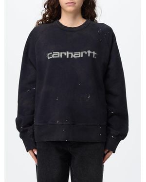 Carhartt Cotton Crewneck Sweatshirt With Contrast Logo And Dropped Shoulders - Blue