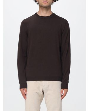 Zanone Crewneck Wool Blend Sweater With Long Sleeves And Ribbed Trims - Black