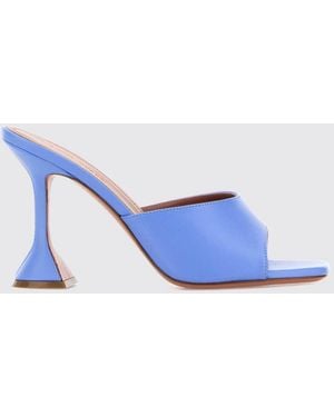 AMINA MUADDI Lupita Croc-Print Leather Mules - Blue