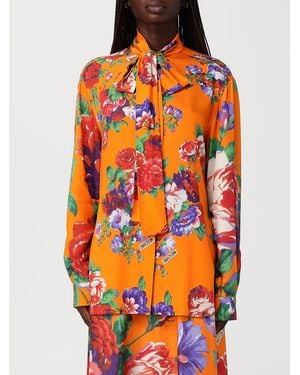Moschino Camisa De Viscosa Con Estampado Floral - Naranja