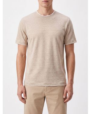 Eleventy Slim-Fit-T-Shirt Aus Reinem Leinen Mit Rundhalsausschnitt - Natur