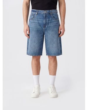 7 For All Mankind Knee-Length Five-Pocket Cotton Shorts With Button Fly - Blue