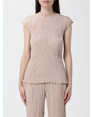 Alysi Minimal Viscose Crinkled Effect Top - Natural
