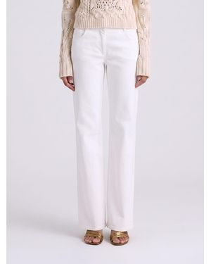 Momoní Momon&Igrave Pantalones Flared De Denim Elástico - Blanco