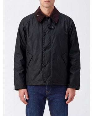 Barbour Transport Short Waxed Cotton Jacket With Corduroy Collar - Black