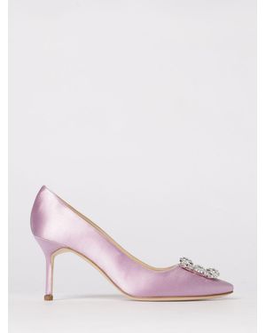 Manolo Blahnik Hangisi Satin Court Shoes With Jewel Buckle - Pink