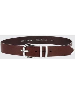 sunflower Leather Belt With Classic Pin Buckle - White