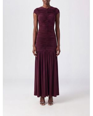 ROTATE BIRGER CHRISTENSEN Draped Jersey Midi Dress With V-Neck And Ruched Waist - Purple
