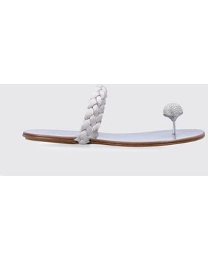 Pedro Garcia Pipa Woven Satin Thong Sandals With Swarovski Crystals - White