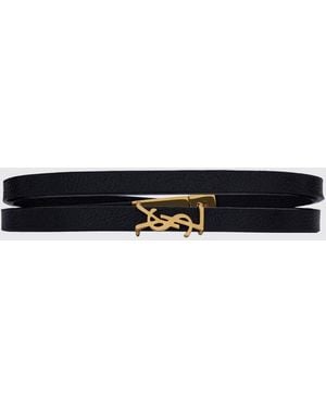 Saint Laurent Bracelet En Cuir Avec Détail Logo - Blanc