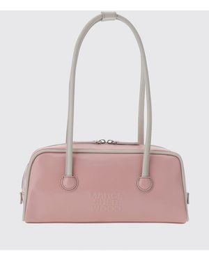 Marge Sherwood Boston Smooth Leather Shoulder Bag With Double Handle - Pink