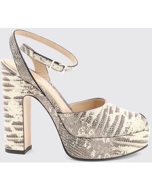 Fendi Sandalias De Plataforma After 9 De Piel Con Estampado De Pitón Y Tacón Alto Cuadrado - Blanco