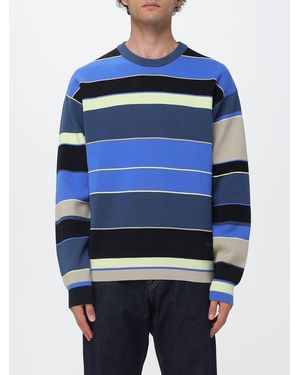 Paul Smith Striped Organic Cotton Relaxed Fit Jumper With Ribbed Trims - Blue