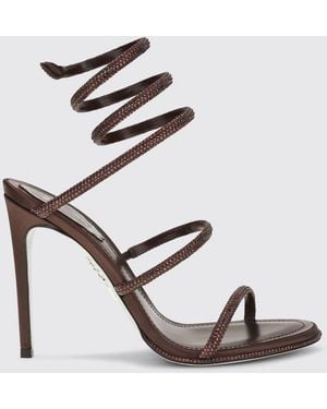 Rene Caovilla Cleo Crystal-Embellished Spiral Strap High-Heeled Sandals - Metallic