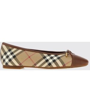 Burberry Highgate Ballerinas Aus Beschichteter Baumwolle Mit Vintage-Check-Muster Und Schleife - Natur