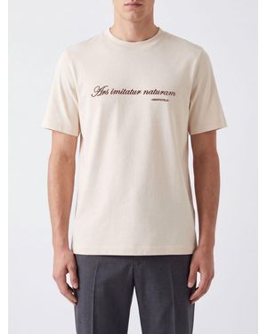 Brunello Cucinelli Slogan-Print Cotton T-Shirt With Embroidered Logo - White