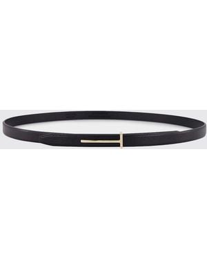 Tom Ford Slim T Ledergürtel - Weiß