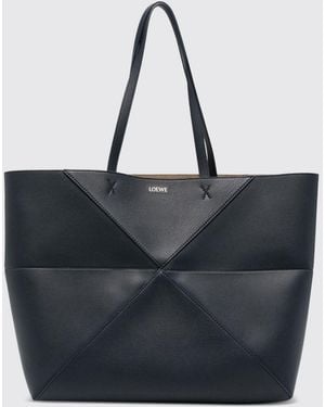 Loewe Borsa Tote Grande Puzzle Fold - Blu