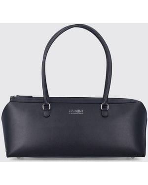 MM6 by Maison Margiela Leather Shoulder Bag With Logo - Blue