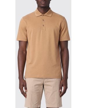 Herno Short-Sleeved Cotton Polo Shirt With Classic Three-Button Collar - Natural