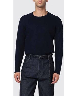 Drumohr Pure Wool Crewneck Sweater With Long Sleeves And Ribbed Trims - Blue