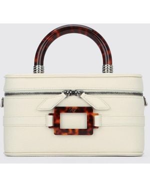 Roger Vivier Vanity Belle Vivier Leather Bag - Natural