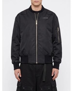 44 Label Group Nylon Bomber Jacket With Back Logo And Bomber Collar - Black