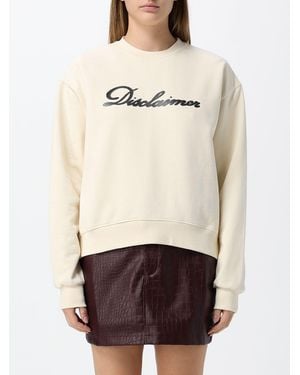 DISCLAIMER Relaxed Fit Crewneck Cotton Sweater With Contrast Logo - Natural