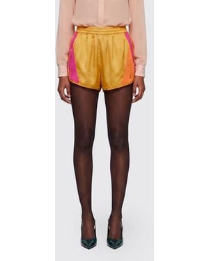 Saint Laurent Pantalones Cortos De Satén - Naranja