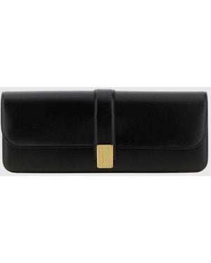 KHAITE Clutch Blake De En Piel Con Cierre A Presión Y Logo Laminado - Negro