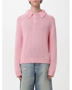 sunflower Cotton And Linen Knit Polo Shirt - Pink