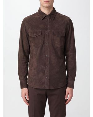 Jacob Cohen Suede Leather Shirt Jacket With Patch Pockets - Brown