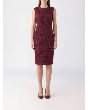 Max Mara Ärmelloses Satin-Etuikleid Mit Knittereffekt Von - Rot