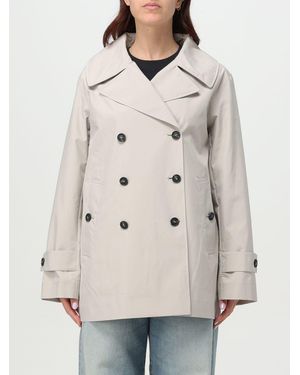 Save The Duck Double-Breasted Technical Fabric Trench Coat - Natural