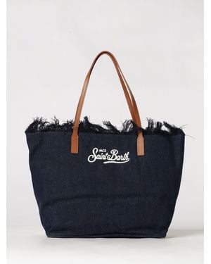 MC2 Saint Barth Cotton Blend Shoulder Bag With Logo - Blue