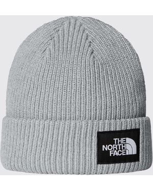 The North Face Salty Lined Ribbed Beanie With Inner Lining And Logo - Grey
