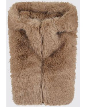 Herno Soft Faux Fur Scarf Collar With Concealed Closure - Natural