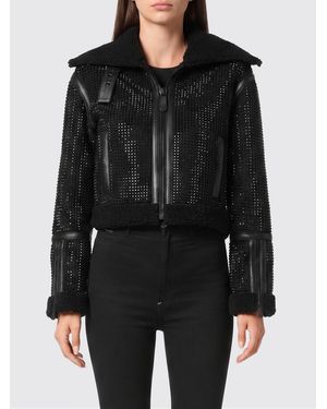 Philipp Plein Sheepskin Coat With All Over Crystals - Black