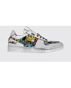 Philipp Plein Limited Edition Graphic Print Patent Leather Trainers - White