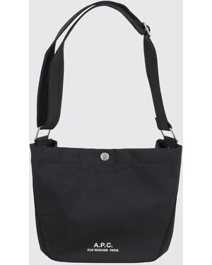 A.P.C. The Journal Polyester Shoulder Bag With Contrasting Logo - Black