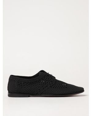 Dolce & Gabbana Woven Laceup Flat Oxfords - Black