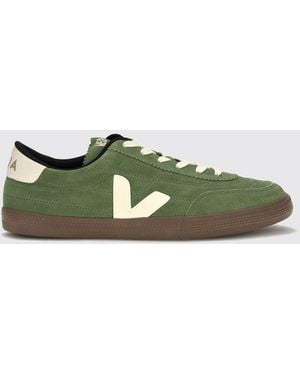 Veja Panenka Leather And Suede Sneakers With Sustainable Sole - Green
