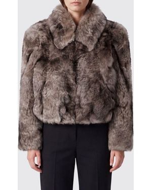 Chloé ChloÉ Kurzer Einreihiger Mantel Aus Gebürstetem Shearling Mit Klassischem Kragen - Braun