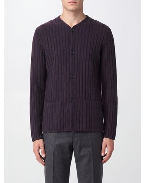 Lardini Gerippter Cardigan Von Aus Schurwolle Und Kaschmir Mit V-Ausschnitt - Blau