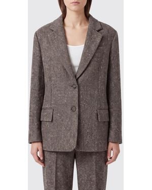 Brunello Cucinelli Single-Breasted Two-Button Virgin Wool Blend Blazer - Gray