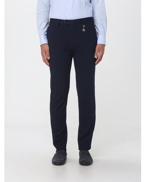 Manuel Ritz Slim Fit Gabardine Chino Pants With Off-Center Fastening - Blue