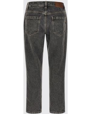 Brunello Cucinelli Vaqueros Rectos De Talle Alto Con Cinco Bolsillos En Denim - Gris