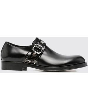 Dries Van Noten Studded Brushed Leather Monk Strap Shoes - White