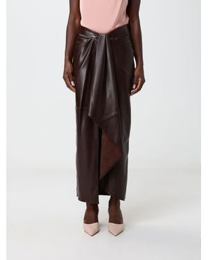 Hanita High-Waisted Asymmetrical Midi Skirt - Brown