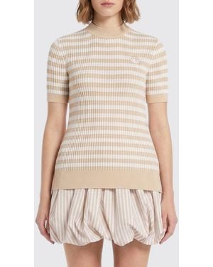 Patou Striped Cotton Crew Neck Pullover - Natural
